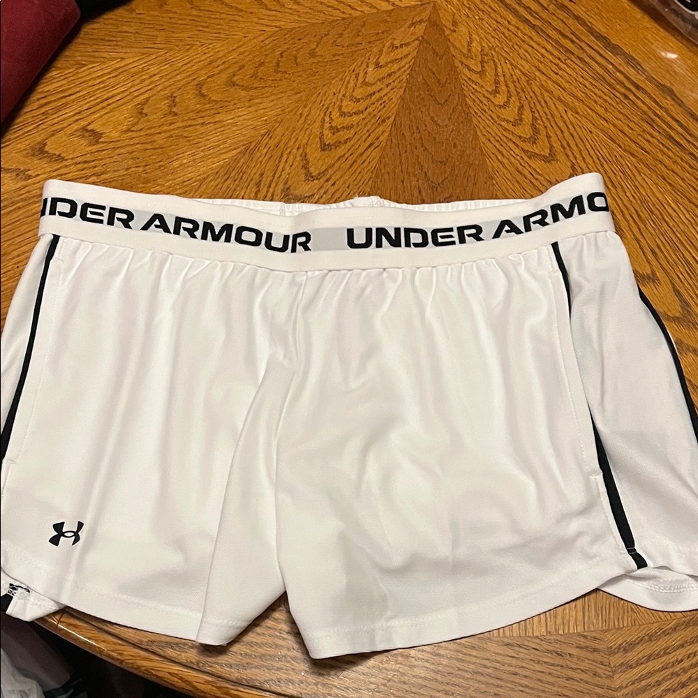 Under Armour White Athletic Shorts girls large